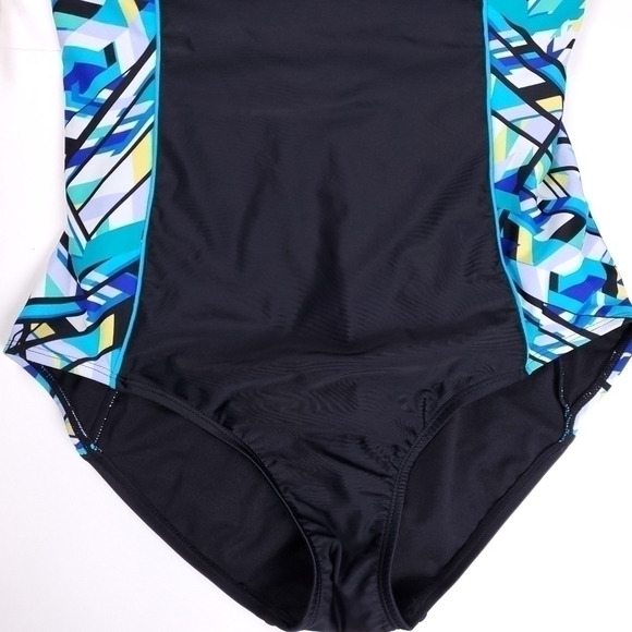 NEW Catalina Black Multicolored 1 Pc Swimsuit Size  12 / 14 - Picture 6 of 13